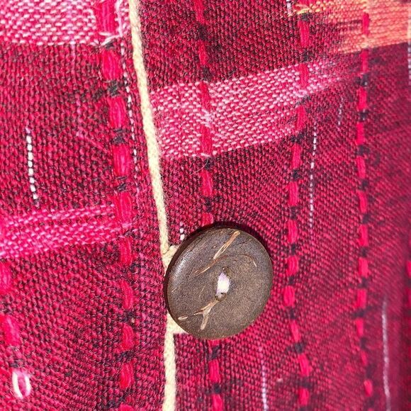 Vintage Tribal Boho Aztec Burgundy Tapestry Jacket Large - Picture 7 of 12